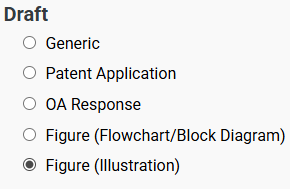 Screenshot showing the Draft — Figure (Illustration) mode selector in the LLM Sandbox