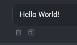 A user message in the chat history with the delete and save-to-context controls visible beneath it