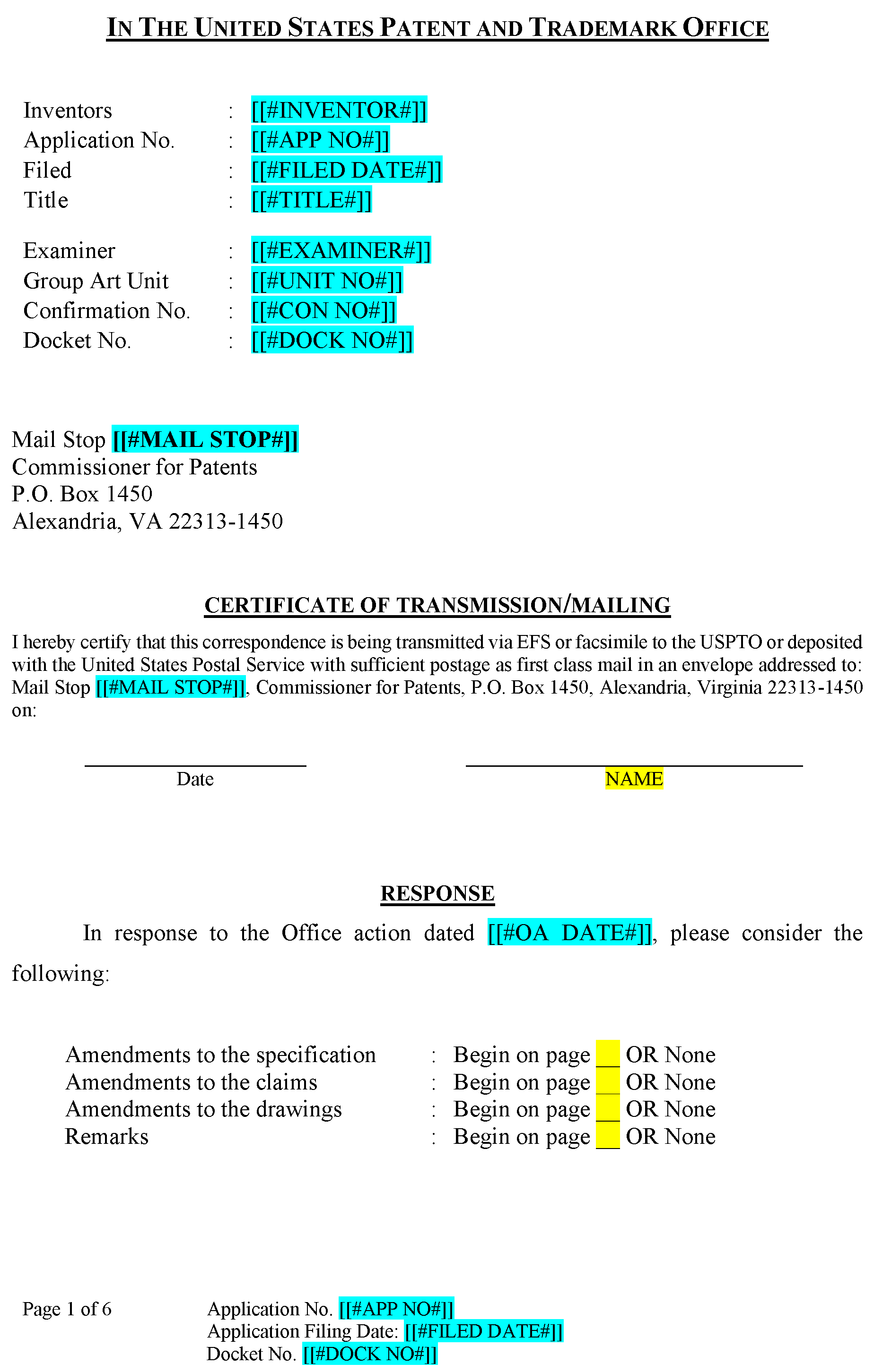 OA-Shell automatically filling response template fields